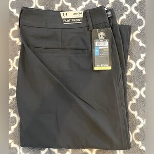 NWT Men’s Under Armour Flat Front Golf Pants. Black. 36x34